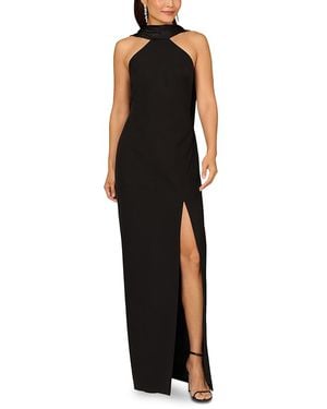 Aidan Mattox Scarf Column Dress - Black