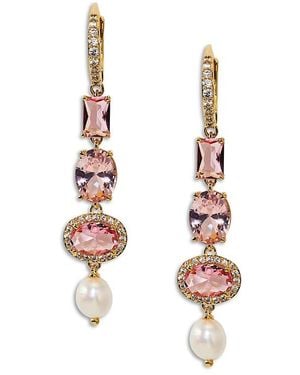Nadri Maiden Cubic Zirconia & Cultured Freshwater Pearl Linear Earrings - White