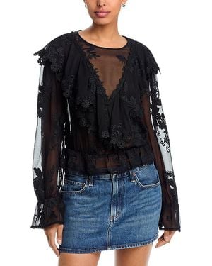 PAIGE Akari Embroidered Silk Blouse - Black