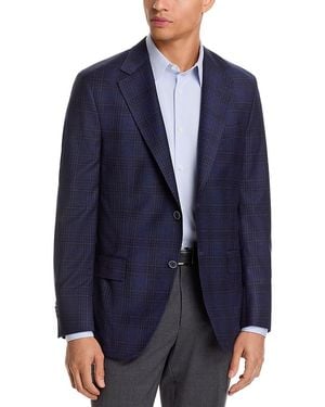 Peter Millar Brushed Plaid Hyperlight Regular Fit Soft Jacket - Blue