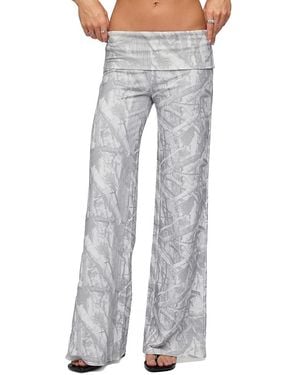 Edikted Cammy Wide Leg Foldover Pants - Gray