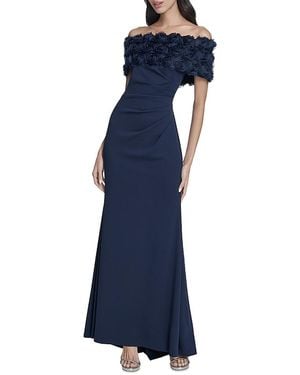 Eliza J Off-The-Shoulder Side Tuck Gown - Blue