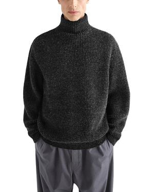 Lemaire High Neck Cable Knit Sweater - Black