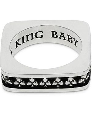 King Baby Studio Sterling High Roller Club Club Suit Square Stack Ring - White