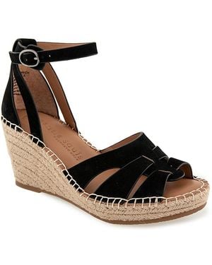 Gentle Souls Coolie Espadrille Wedge Sandals - Black