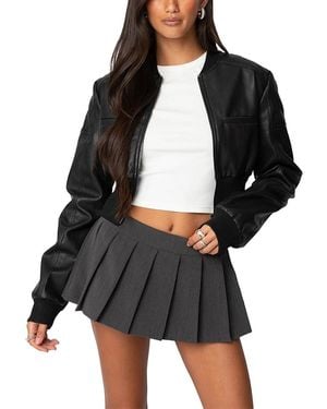 Edikted Cropped Bomber Jacket - Black