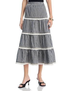 Aqua Gingham Midi Skirt - Multicolor