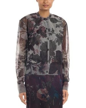Erdem Printed Jacquard Cardigan Sweater - Gray