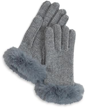 Echo Brioche Stitch Faux Fur Gloves - Gray