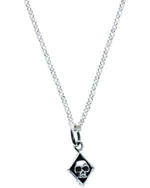 King Baby Studio Sterling High Roller Club Micro Skull Diamond Suit Pendant Necklace - White