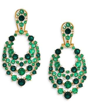 Nadri Starlet Stone Mosaic Drop Earrings - Green