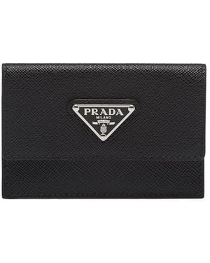Prada Saffiano Leather Card Holder - Black