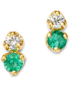 Zoe Chicco 14K Emerald & Diamond Stud Earrings - Green