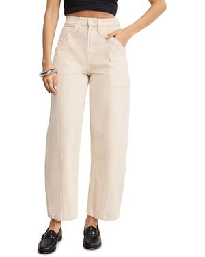 GOOD AMERICAN Cropped Barrel Jeans - Natural