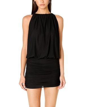 Nia Cosmo Sleeveless High Neck Mini Dress - Black