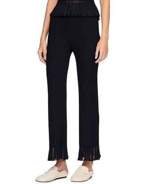 Sandro Ruffled Knit Pants - Black