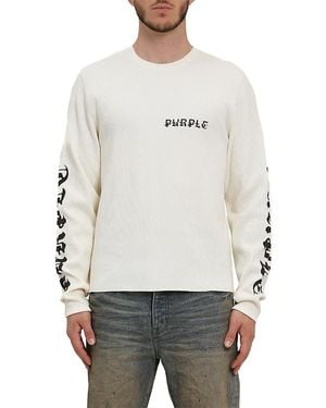 Purple Brand Long Sleeve Waffle Knit Logo Tee - Grey