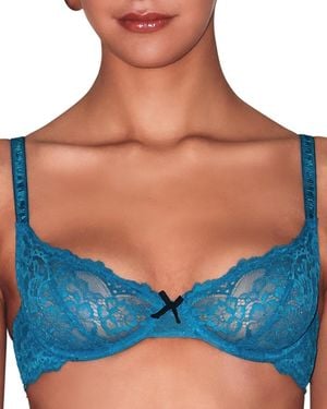 Fleur du Mal Bianca Lace Balconette Bra - Blue