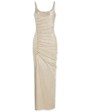Rabanne Gathered Lurex Maxi Dress - White