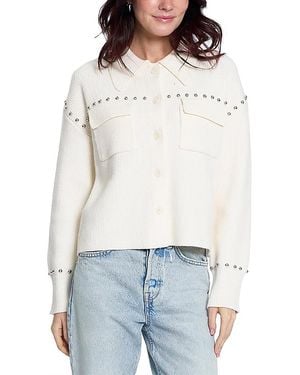 Central Park West Felix Studded Sweater Jacket - White