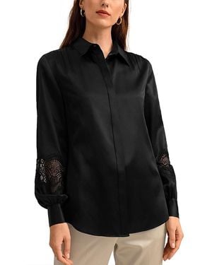 LILYSILK Armeria Lace Blouse - Black