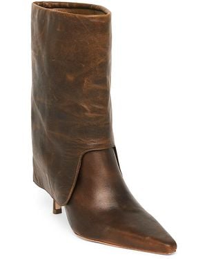 Cinq À Sept Anita Fold Over Distressed Leather Boots - Brown