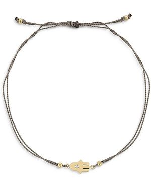 Zoe Chicco 14K Midi Bitty Diamond Hamsa Silk Cord Bracelet - Metallic
