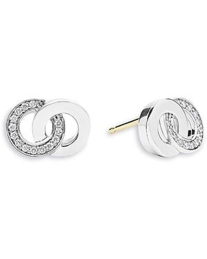 Lagos Sterling Signature Caviar Diamond Interlocking Stud Earrings - White