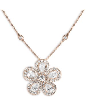 Piranesi 18K Classic Flower Diamond Pear & Round Pendant Necklace, 16-17 - Metallic