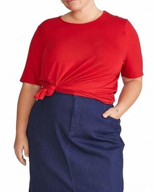 UNIVERSAL STANDARD Plus Lily Liquid Jersey Crew Neck Stovepipe Tee - Red