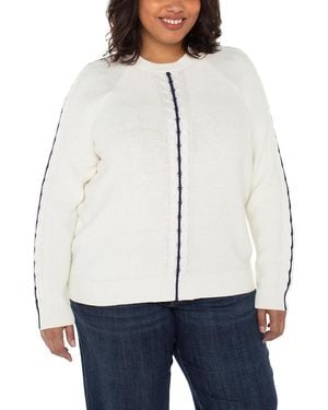 Liverpool Los Angeles Plus Long Sleeve Crewneck Raglan Sweater - Grey
