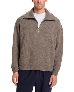 FRAME Retro Half Zip Polo Sweater - Brown