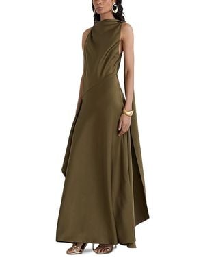 Reiss Sabine Satin Cape Maxi Dress - Green