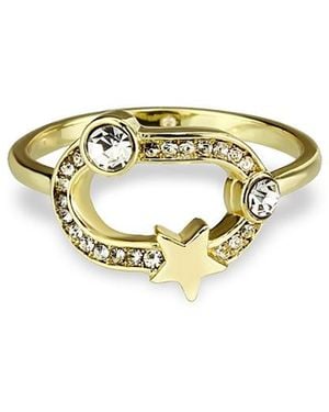 Aqua Cubic Zirconia Star Link Ring - White