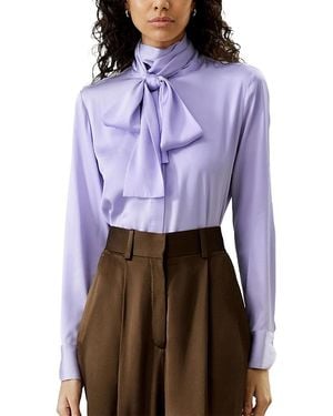 LILYSILK Silk Turtleneck Ribbon Blouse - Purple