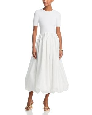 Moon River Bubble Skirt Midi Dress - White