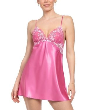 In Bloom Lace Bra Satin Chemise - Pink