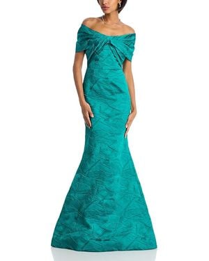 Teri Jon Textured Mermaid Gown - Green