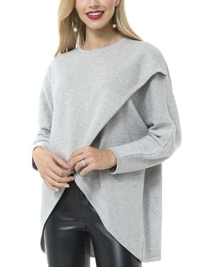 Accouchée Let Loose Crossover Long Sleeve Maternity Nursing Knit Sweater - Gray