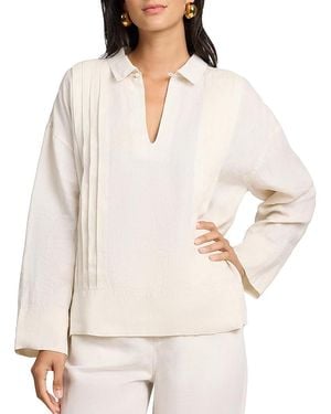 Onia Linen Pintuck Popover Shirt - White