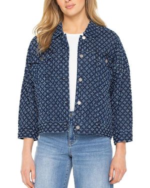 Liverpool Los Angeles Cropped Frayed Texture Jacket - Blue