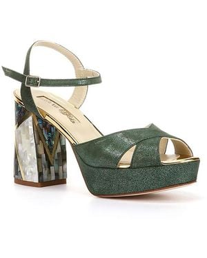freya rose Zahra Verde Ankle Strap Pearl Heel Sandal - Green