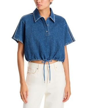 Rag & Bone Miramar Cotton Tie Hem Polo Shirt - Blue