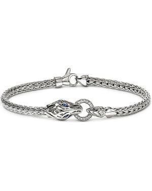 John Hardy Sterling Naga Sapphire & Diamond Dragon Flex Bracelet - White