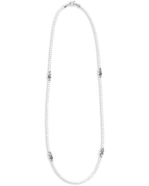 Lagos Sterling Signature Caviar Agate Station Necklace, 18 - White