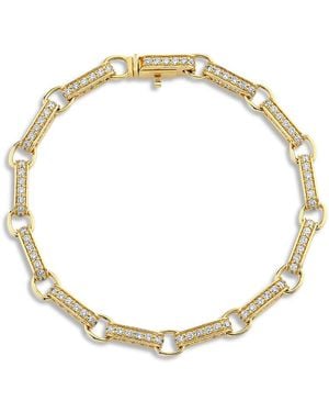 Sydney Evan 14K The Solara Diamond Medium Bar Link Bracelet - Metallic