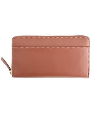 ROYCE New York Rfid Blocking Continental Zip Wallet - Brown