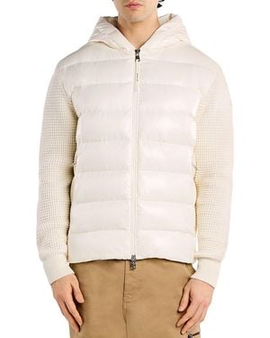 Moncler Wool & Cashmere Hooded Panel Puffer Jacket - White