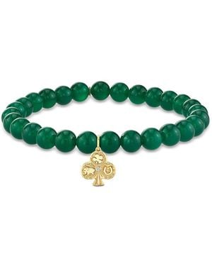Sydney Evan 14K Diamond & Onyx Ace Of Clubs Charm Beaded Bracelet - Green