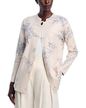 Sioni Printed Toggle Long Cardigan - Natural